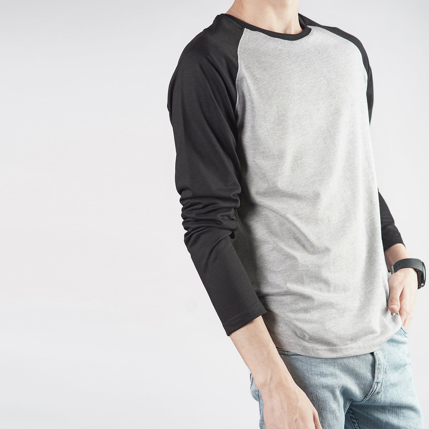 Black & Grey Raglan Full Sleeve